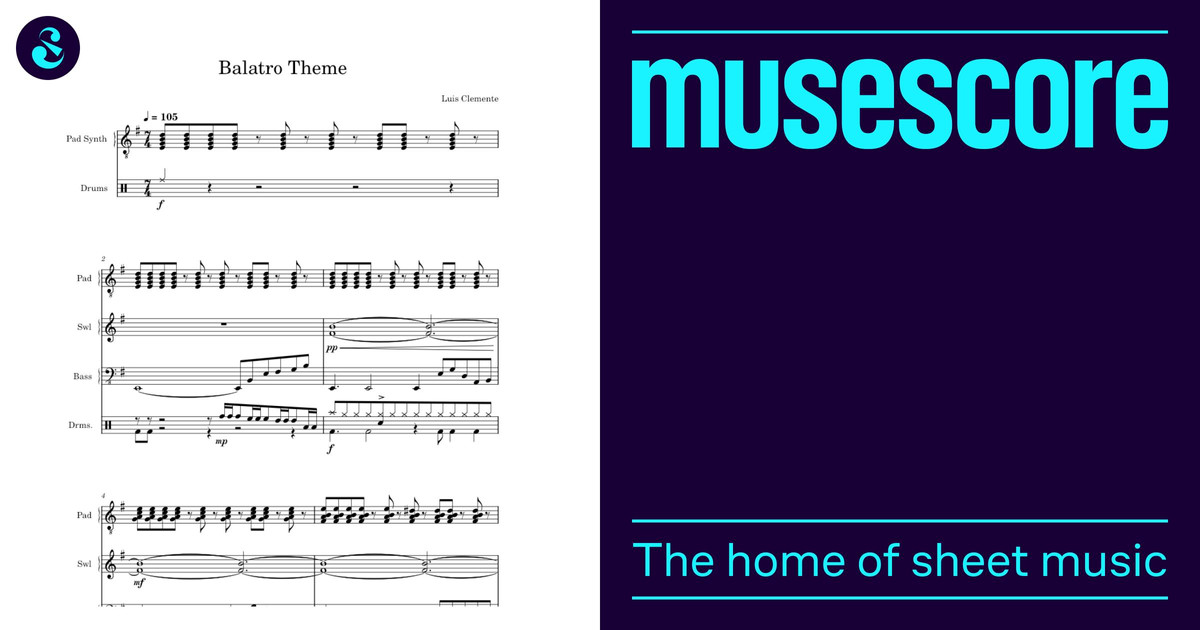 Balatro Theme Luis Clemente Sheet music for Bass guitar, Drum group