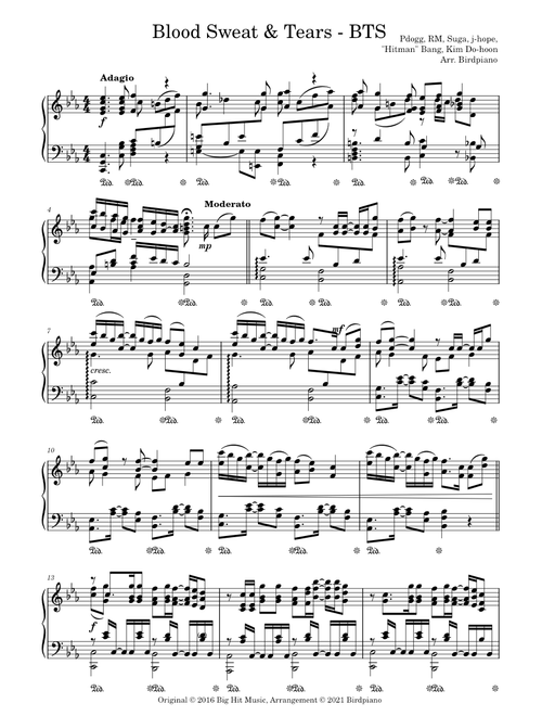 Blood Sweat & Tears - BTS (Temptatious Piano Solo)