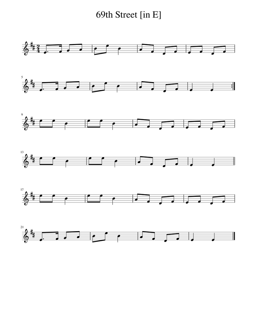 69th Street [in E] Sheet music for Piano (Solo) | Musescore.com