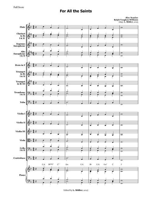 Faith Is the Victory - for Beginner Orchestra with chords (Arr. L. Müller) - Ira D Sankey (Large Ensemble)