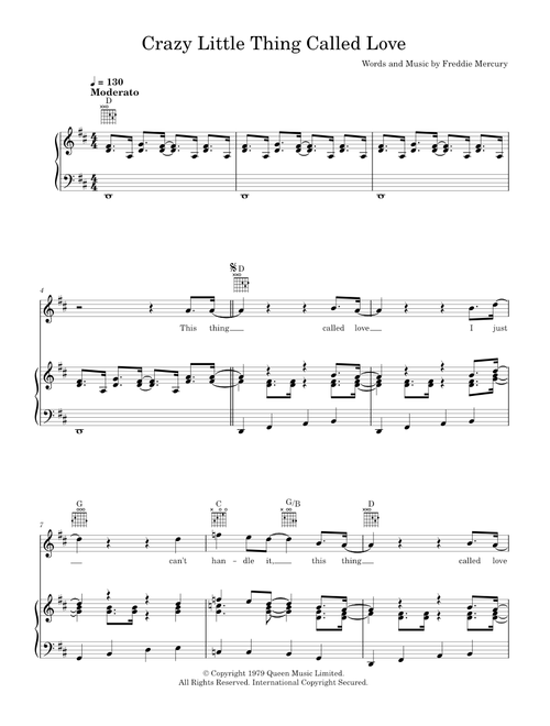 Crazy little thing called love - Queen (Piano-Vocal-Guitar (Piano Accompaniment))