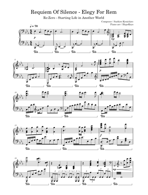 Elegy for Rem (Requiem Of Silence) – Re:Zero – Solo Piano