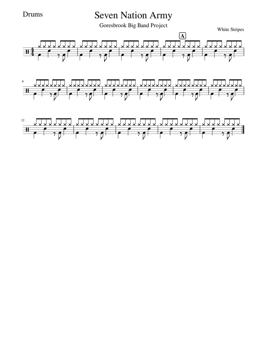 Seven Nation ArmyDrums Sheet music for Drum group (Solo)