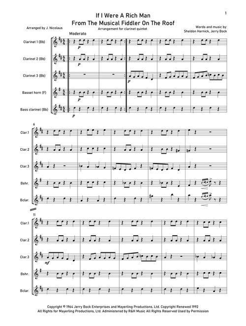 If I Were A Rich Man (Arr. John Nicolaus) - Hines Hines & Dad (Woodwind Ensemble)