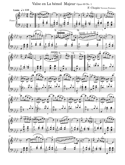 Valse en La b Majeur Opus 69 n°1 Chopin Version Fontana