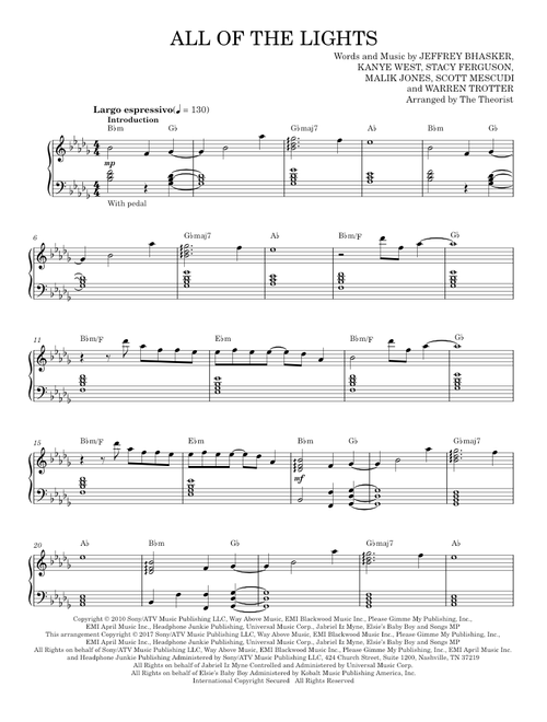 All of the lights - Kanye West (Piano Solo)