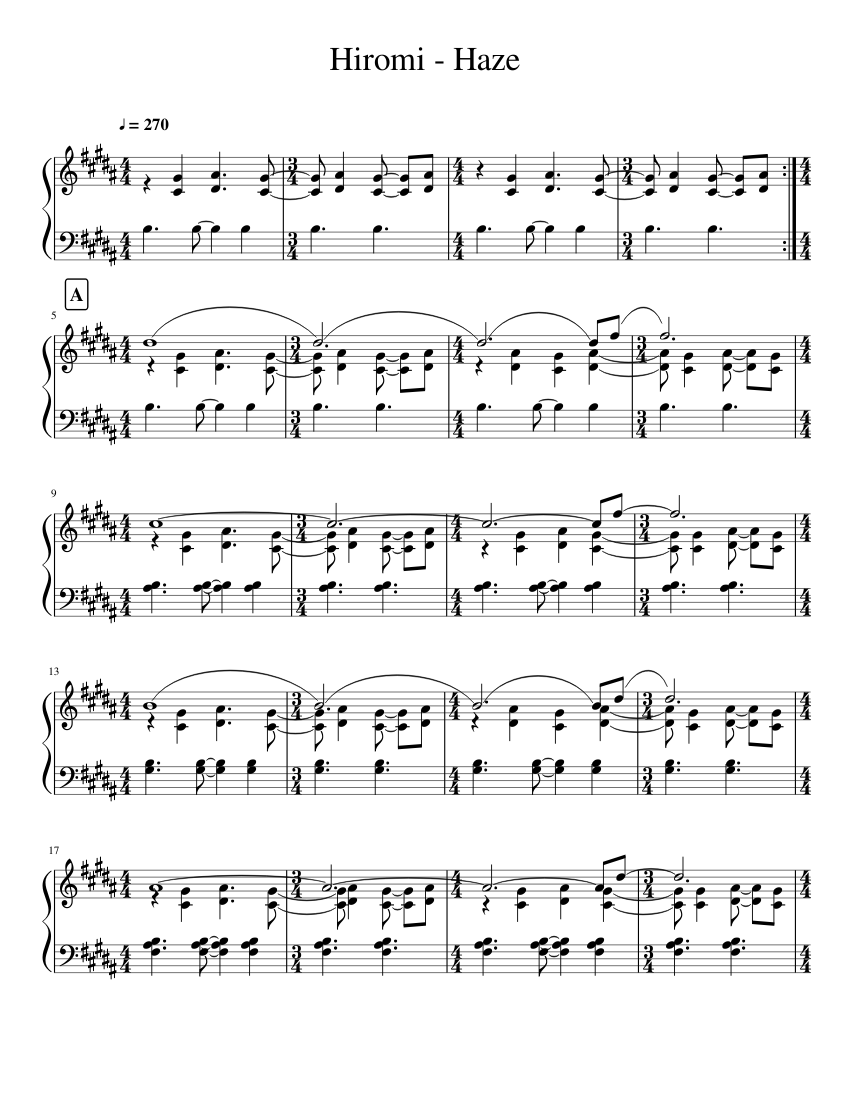 Hiromi Uehara - Haze Sheet Music for Piano (Solo