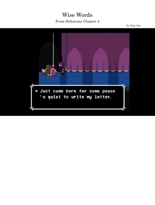 Wise Words – Toby Fox | Deltarune Chapter 4 OST