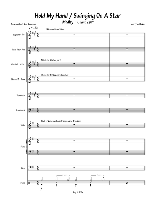 Medley (Hold My Hand, Swinging On A Star) - arr Jim Baker