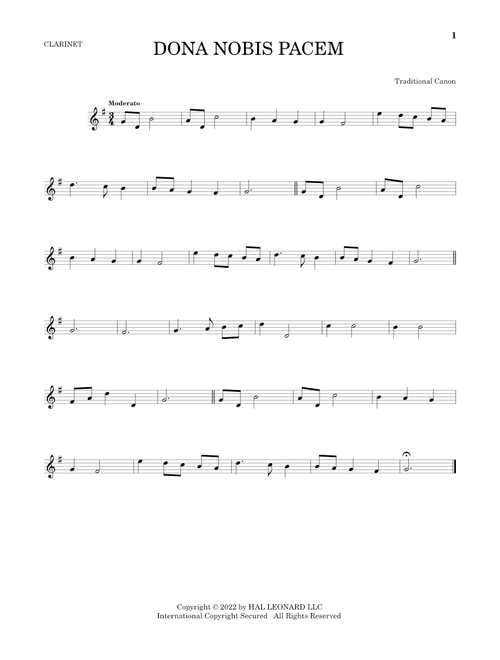 Dona Nobis Pacem - Traditional Canon (Clarinet Solo)