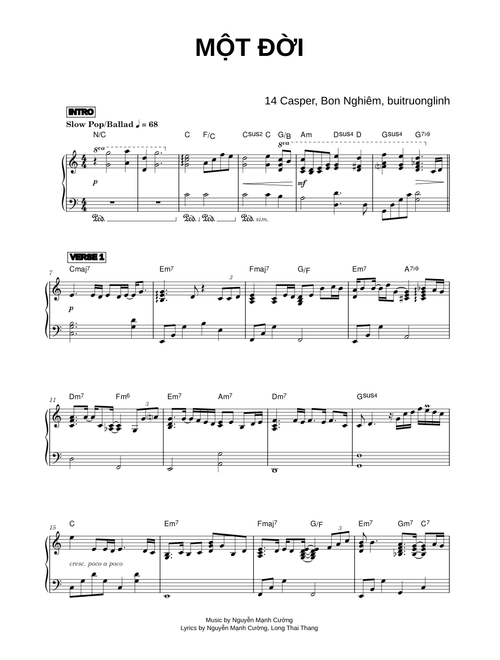 Một đời - 14 Casper, Bon Nghiêm, buitruonglinh (Piano)