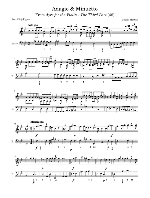 Ayrs for the Violin: The Third Part: Adagio & Minuetto – Nicola Matteis