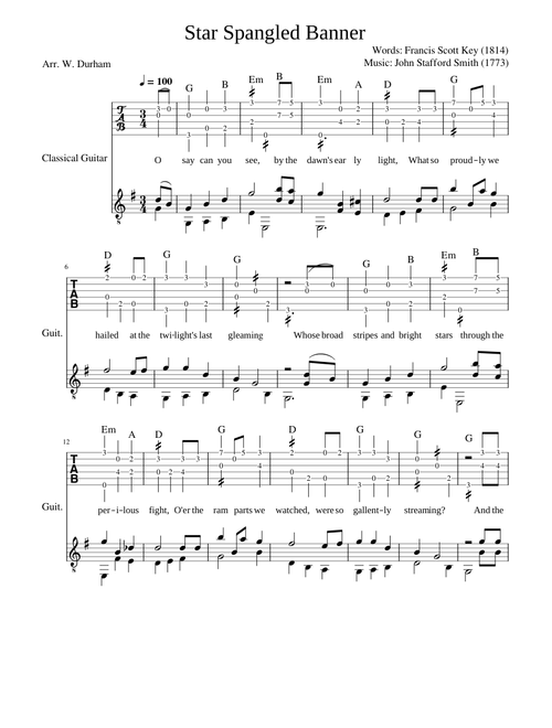 The Star-spangled Banner - Fingerstyle Guitar