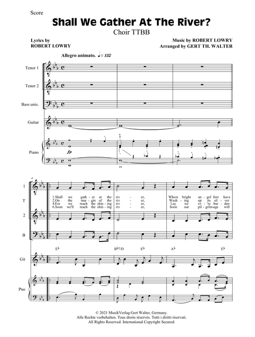 Shall We Gather At The River (Arr. Gert Th. Walter) - Robert Lowry (Choral, TTBB)