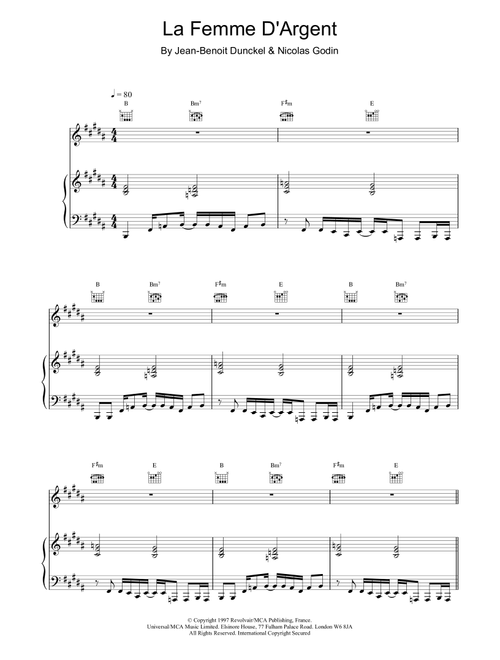 La Femme D'Argent - Air (Piano-Vocal-Guitar (Piano Accompaniment))