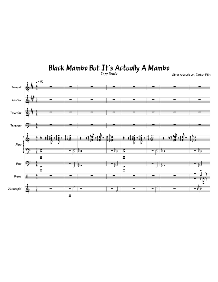Black Mambo But It's a Mambo Sheet music for Piano, Trombone, Saxophone  alto, Saxophone tenor & more instruments (Jazz Band) 