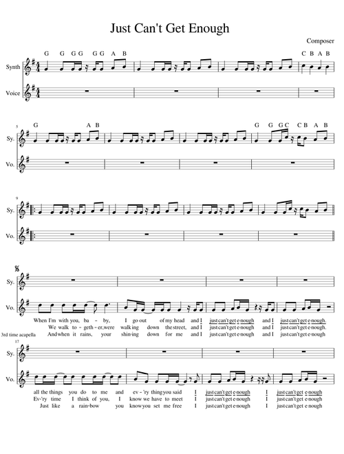 Just Can't Get Enough Depeche Mode synth melody all lyrics
