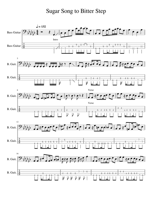 Sugar Song to Bitter Step Bass Tab