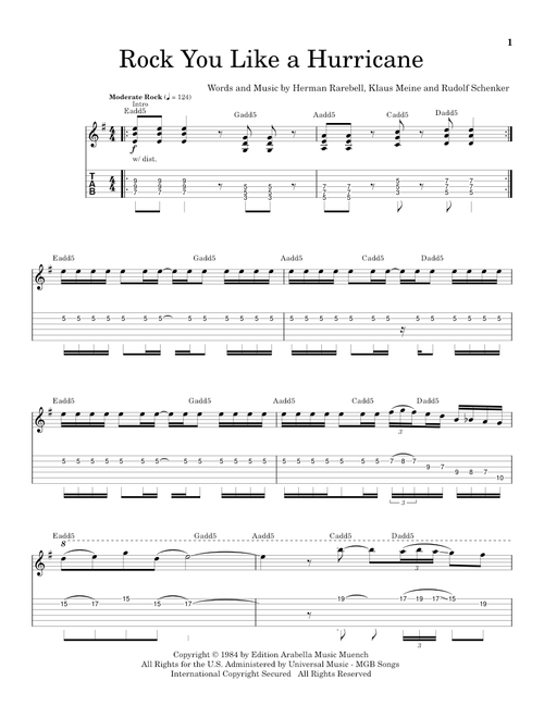 Rock You Like A Hurricane - Scorpions (School of Rock - Guitar Tab)