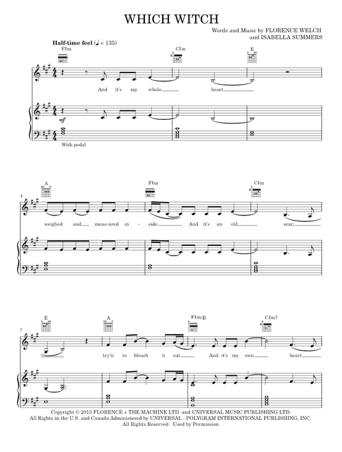 Which Witch - Florence And The Machine (Piano-Vocal-Guitar)