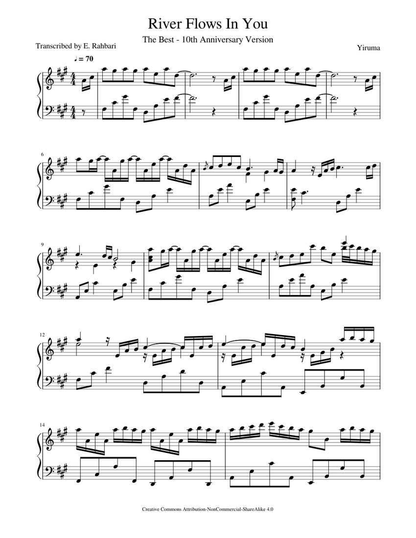 River Flows in You - Yiruma - Anniversary Version Sheet music for Piano (Solo) | Musescore.com