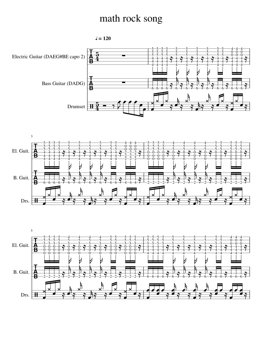 math rock song wip 1/21/2018 @ 12:24 A.M. Sheet Music and Tab for ...