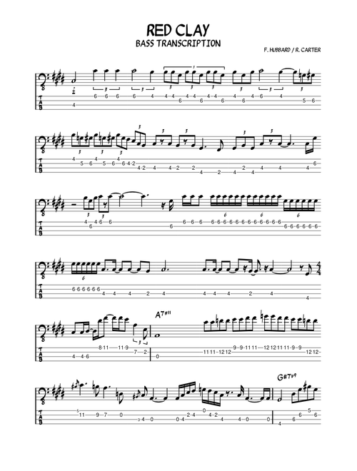 Red clay – Freddie Hubbard RED_CLAY bass transcript 2