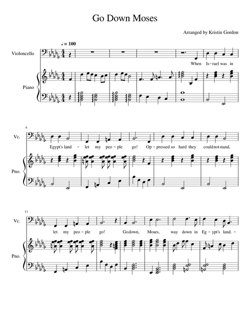 Go Down Moses (Cello+Piano)