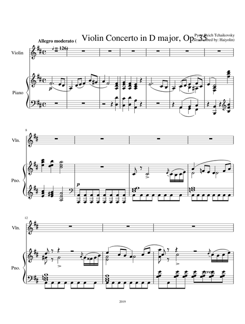 Tchaikovsky Violin Concerto in D major Op. 35 Piano Reduction 1