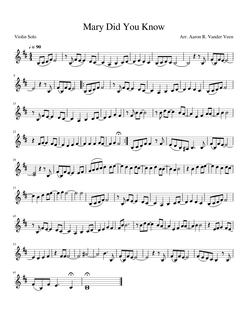 Mary Did You Know Sheet music for Violin (Solo)