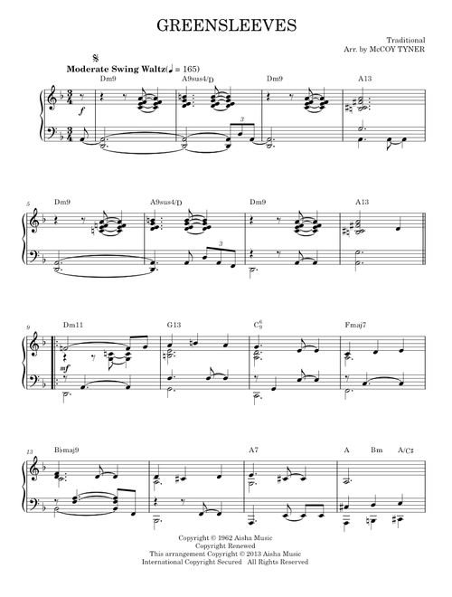 Greensleeves - John Coltrane (Piano Solo)