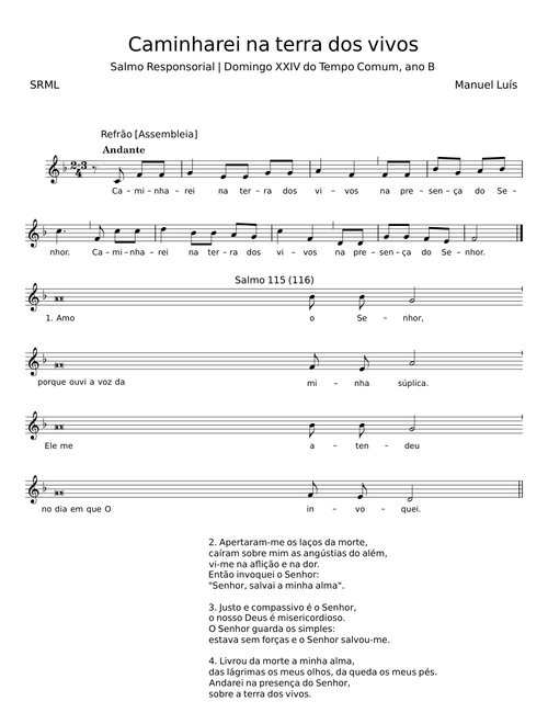 Caminharei na terra dos vivos - Manuel Luís