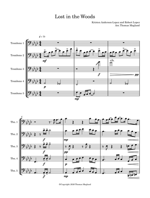 Lost In The Woods (Arr. Thomas Magland) - Robert Lopez, Kristen Anderson-Lopez (Brass Ensemble)