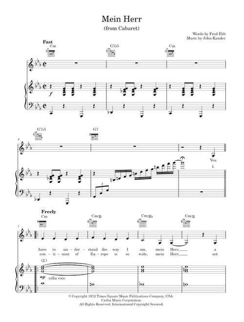 Mein Herr - Cabaret Musical, Kander & Ebb (Piano-Vocal-Guitar (Piano Accompaniment))