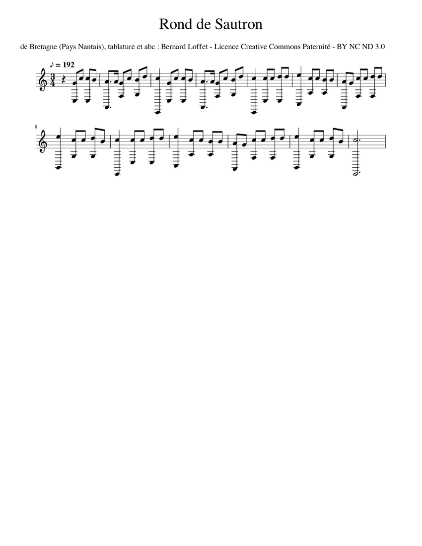Musical Score Rond Traditional music - Rond de Sautron Sheet Music for Piano (Solo) easy ...