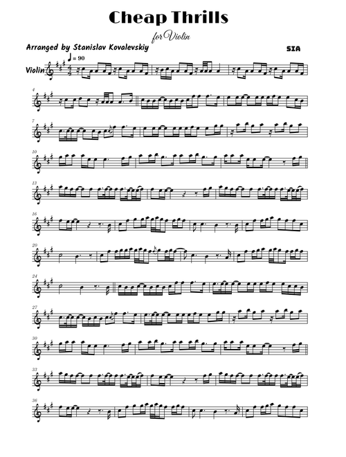 Cheap Thrills – Sia (Violin Cover by Stanislav Kovalevskiy)