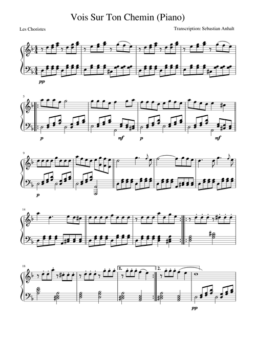 Vois Sur Ton Chemin (Piano)