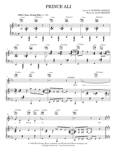 Prince Ali - Alan Menken (Piano-Vocal-Guitar)