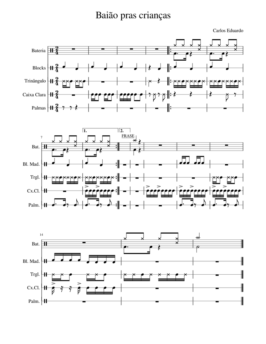 Baião pras crianças 2.0 Sheet Music for Snare drum, Drum group ...