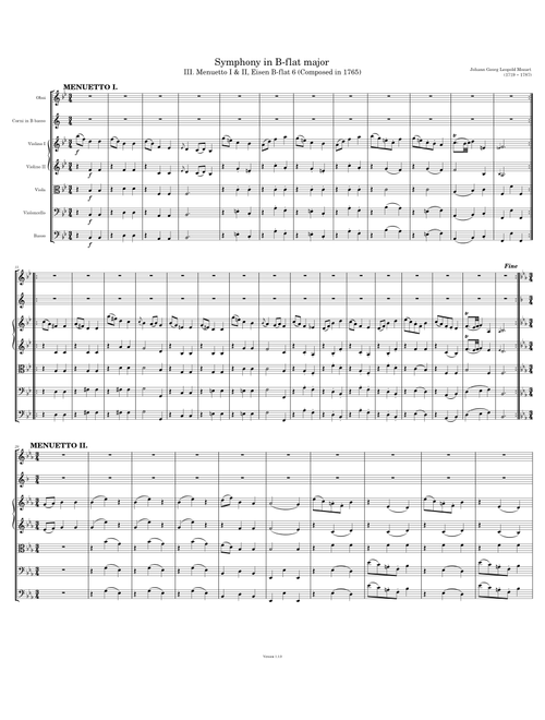 [III. Menuetto I & II] Symphony in B-flat major, Eisen B-flat 6 – Leopold Mozart