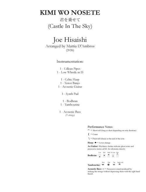 Castle in The Sky - Kimi Wo Nosete (LaPuta) (Arr. D'Ambros Mattia) - Joe Hisaishi (Large Ensemble)