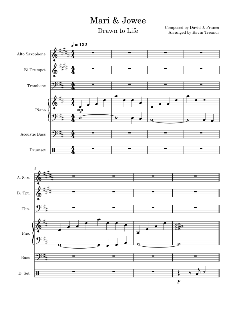Mari & Jowee (Drawn to Life) Jazz Combo Arrangement Sheet music for