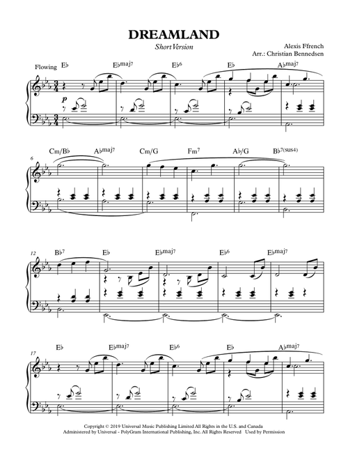 Dreamland (Arr. Christian Bennedsen) - Alexis Ffrench (Piano Solo)