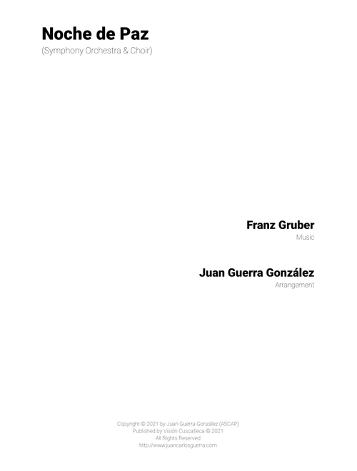 Noche de Paz - Score Only (Arr. Juan Carlos Guerra González) - Franz Gruber (Full Orchestra)