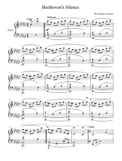 Beethoven's Silence-For Piano Solo-Ernesto Cortazar (Arr. poon) (Piano Solo)