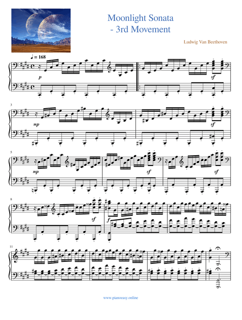 Moonlight Sonata 3rd Movement Complete - PianoEasy Arr.
