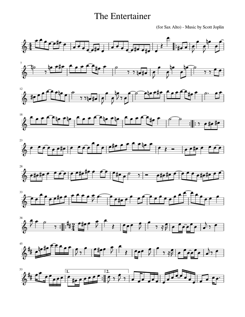 楽譜 A SCOTT JOPLIN SUITE 金管10重奏 The Entertainer – Scott Joplin Sheet Music for Violin, Viola