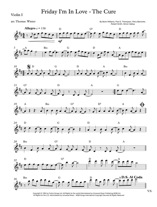 Friday I'm In Love (Arr. Thomas Winter) - The Cure (String Quartet)