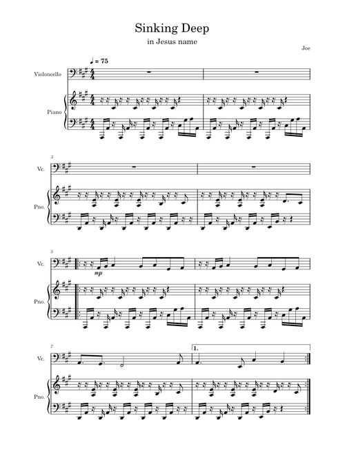 Sinking deep Hillsong Young & Free - Cello and Piano