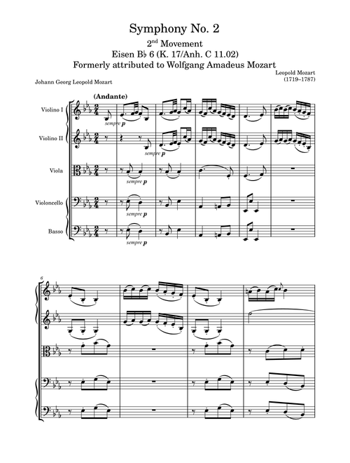 Symphony No. 2 K. 17, 2nd Movement (Arr. Zachary Corbett) - Leopold Mozart (String Ensemble)